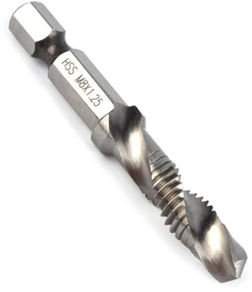 Set di Punte per Maschi con Gambo Esagonale M8 X 1,25, Punta Elicoidale con Scanalatura a Spirale 6,8 Mm Rivestita in Titanio Antiruggine per Metallo Morbido, Alluminio, Ferro