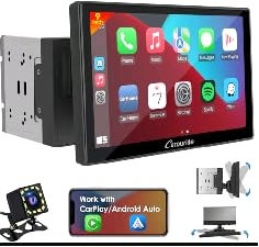 Carpuride YT09S Double Din Car Stereo with Wireless Apple CarPlay&Android Auto,9 IPS Touch Screen, GPS Navigation, BT, USB, FM, Rear Camera, SWC