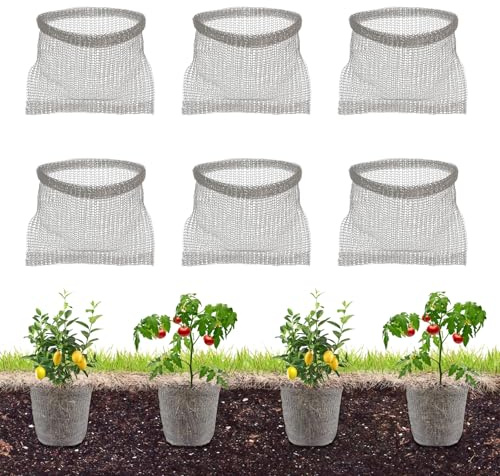 6 Stück Wurzelschutz aus Edelstahl für Pflanzen | 51 * 51 cm Wühlmauskorb für obstbäume, Metallnetzbeutel aus Edelstahl, Wurzelschutz für Bäumen, Blumen, Gemüse