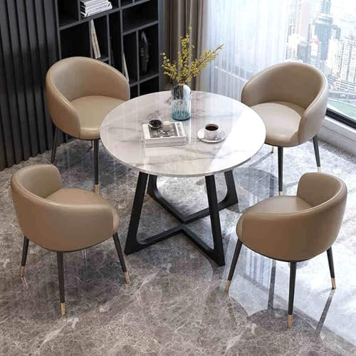 JHDXL Meetings Kleine Rezeption Tisch und Stuhl Kombination, Verhandlungstisch Set für 1 Tisch 4 Stühle, Besprechungstisch Business-Konferenzraum, Couchtisch(Brown)