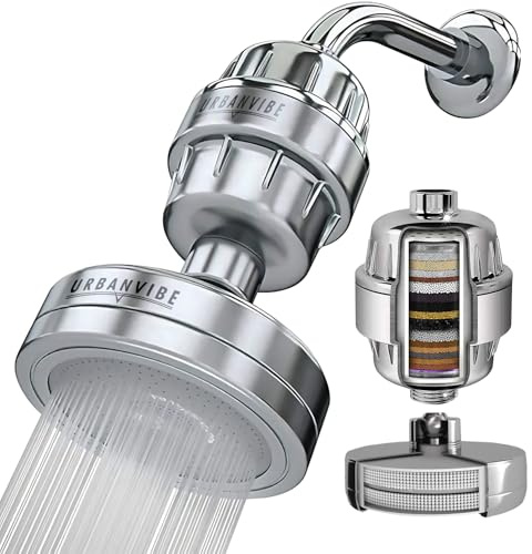Urbanvibe Shower Head with 20+3 Stage Shower Water Filter - High Pressure Filtered Shower Head for Hard Water with Vitamin C, A and E