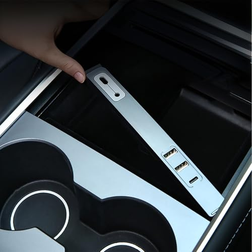 Car USB Hub Charger for Tesla Model Y 2021-2024 and Model 3 2021-2023, Fast Charging, Center Console Multiport Phone Charger Docking Station Adapter Accessories (not suitable for Model 3 2024)