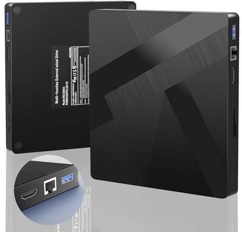 Unidades Blu ray externas Blu Ray Burner de 40 Gbps con puerto HDMI/LAN, grabadora externa Bluray compatible con disco de 100 G R/W unidad externa Blueray/DVD para PC, Windows, Linux, MacOS