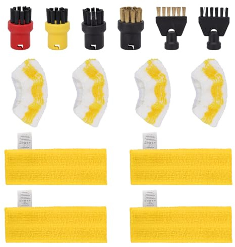14Pcs Steam Cleaner Accessories Kit for Kärcher EasyFix Steam Cleaner SC1-SC5 | Includes 4 Floor Cloth Pads, 4 Hand Nozzle Cloth Cover, 6 Brushes, Compatible for Kärcher SC1 SC2 SC3 SC4 SC5