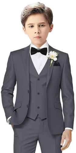 Boy's Suit Kids Formal Tuxedo Blazer Suit Set Gray Suits for Boys First Communion Wedding Easter Outfits Size 10