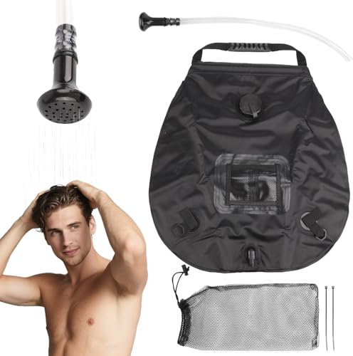 Outdoor Camping Shower Bag, 5 Gallons Solar Shower for Camping with Detachable Hose & Switch Shower Head Durable Handle Portable Bathing Bag for Camping Hiking Enthusiasts Essentials Accessories