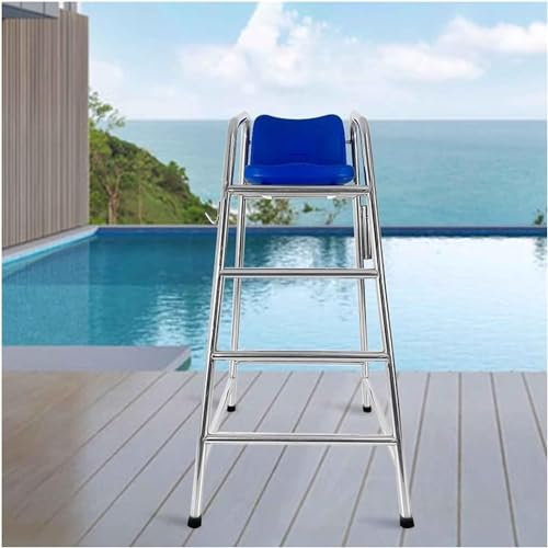 JYHHGDS Hohe Poolleitern, 150 cm hoher Barhocker für das Pooldeck, robuste Rettungsschwimmerstühle aus Edelstahl mit bequemer Sitzfläche, einfach zu montieren, Tragkraft 300 kg