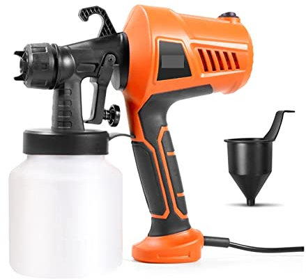 Pistola per idropulitrice, Spruzzatore di vernice for uso domestico da 500 W Pistola a spruzzo wireless da 800 ml con controllo del flusso del vaso di vernice for mobili/pareti/recinzioni/auto