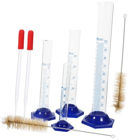 Alipis Set De Cylindres Gradués Verre Avec Base Plastique Ensemble De Mesure Précis Avec Pipette Et Brosses De Nettoyage Pour Laboratoire