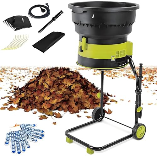 FENGSSLL Trituratore Elettrico per Foglie da 2500 W con Ruote, cippatore a 8000 Giri/min, Strumento per la Pulizia del Giardino, Macchina per Il compostaggio, Include Borsa,Powercord×10m