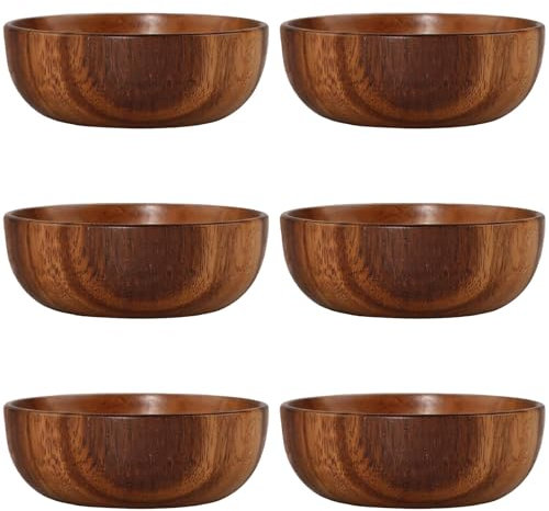 Lot de 6 petits bols en bois d'acacia de style japonais pour mélanger, servir des fruits, des planches à charcuterie, etc