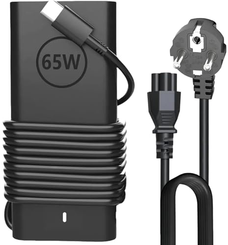 Cargador DELL 65W USB C Compatible con DELL Latitude 5330 5430 5530 7330 7430 7530 9430 9520, Série XPS 13, Vostro, Precision, Chromebook 3100 - Cargador Ordenador Tipo C, 20V 3.25A