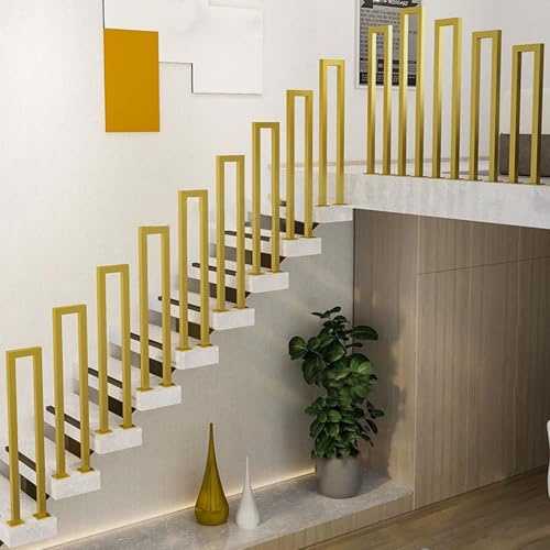 Gold Stairs Handrail，U-Shaped Staircase Railing Guardrail Floor Mount Metal Wrought Iron Hand Rail Kit，35cm-100cm Grab Rail for Loft Corridor Safety Support Bar(50cm/20in)