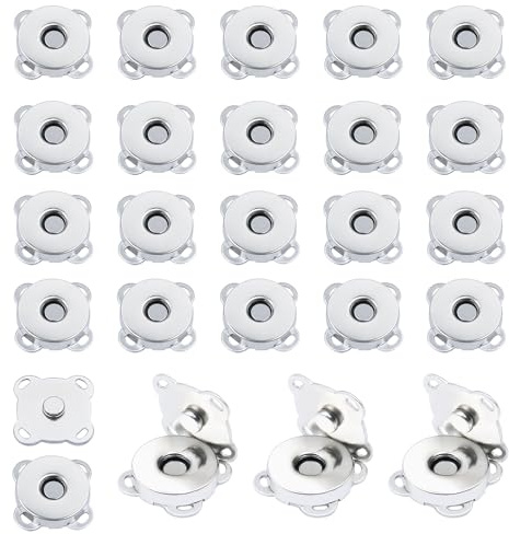 pangutheos 20 Piezas Botones Magnéticos, 14 mm Plateado Cierres Para Bolsos