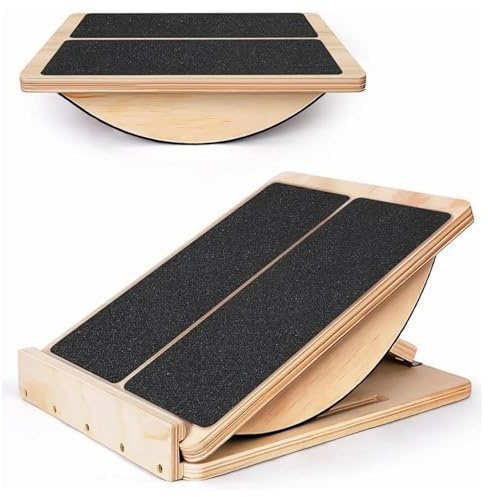 Schrägbrett aus Holz for Wadenmuskeldehnung, verstellbares Balancebrett (40°) aus Holz for Kniebeugen, tragbares Fitnessgerät, Balanceblock