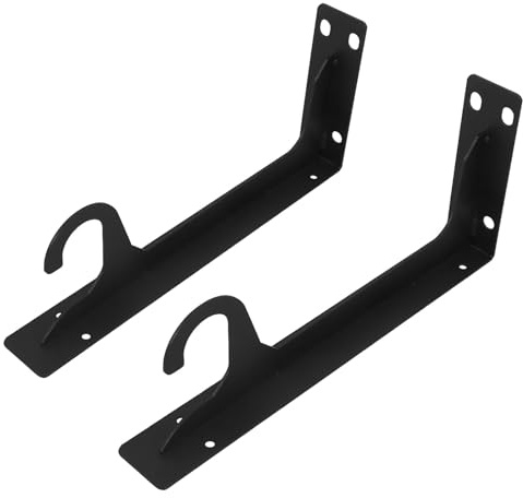 BESTYASH Support D'étagère et Design Stable en Acier Laminé à Froid Robuste Noir avec Crochet Intégré Charge Lourde Lot de 2 pour Placard , Buanderie Cuisine