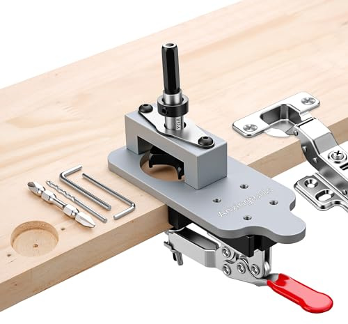 35MM Metal Concealed Hinge Jig with Quick Clamp, Precision Drilling Hole Guide Locator, Durable Woodworking Tool for Cabinet Door Hinge Installation