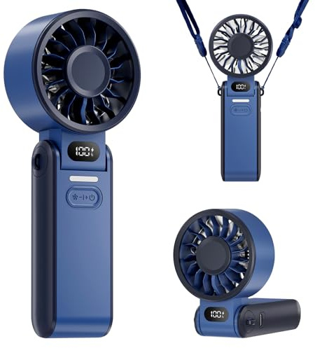 LIPETY Portable Turbo HandHeld Fan - Mini Hand Held Fan 4000mah Battery Operated USB Rechargeable Personal Foldable Powerful Fans for Travel Camping Outdoor Office School Home