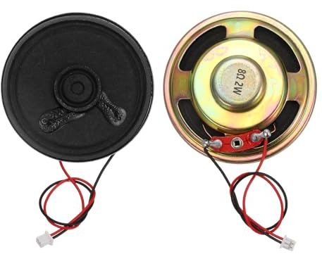 sourcing map 2 altoparlanti piccoli da 8 Ohm, 2 W, 57 mm di diametro, con guscio in metallo rotondo, con terminale da 100 mm, micro interno per DVD, EVD, mini altoparlante audio domestico