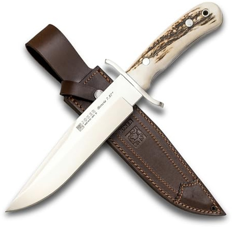 Joker Messer Bowie 7.87 CC147 feststehend Böhler N695 Stahl 20 cm Klinge Hirschhorn Griff Leder Scheide Outdoor Camping Bushcraft Survival