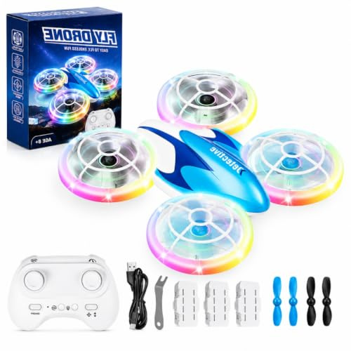 Skeufy Mini Drohne für Kinder, Kinder drohne Spielzeug ab 6+ Jahre, Drone Quadrocopter mit LED Lichter, 3D Drehung, Kopflosem Modus und 3 Akkus, Weihnachten Geburtstags