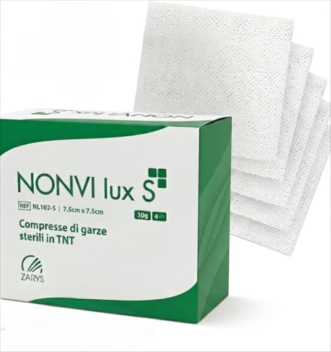 Garze Sterili tessuto non tessuto | Compresse Garza sterile per medicazione | Tamponi in tessuto-non tesutto (100 pezzi) (7,5 x 7,5 cm)