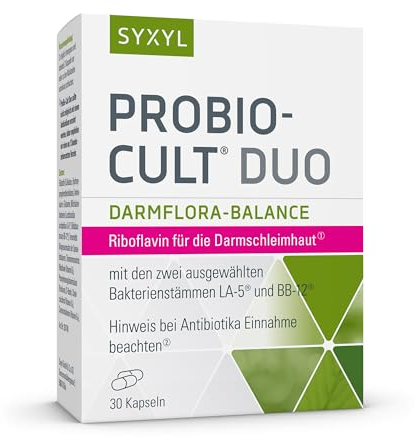 SYXYL ProBio-Cult Duo | Nahrungsergänzungsmittel mit Riboflavin | Milchsäurebakterien & Mikronährstoffen zur Unterstützung von Darmflora & -schleimhaut | 30 Kapseln im Blister