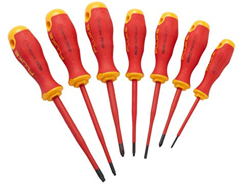 Fluke Kit mit 7 isolierten Schraubendrehern, 1.000 V (3 Schlitz-, 2 Kreuzschlitz-, 2 Vierkantschraubendreher)