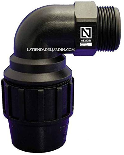 Suinga Codo Macho PE 32mm x 1’’ | Certificado AENOR | Fontanería, riego y obras | Accesorio para tuberia de polietileno, negro