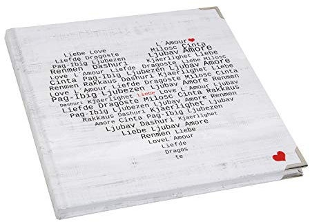 Logbuch-Verlag leeres Buch als Gästebuch Tagebuch Notizbuch LIEBE grau weiß Holzoptik mit Herz - Hochzeitsgästebuch blanko