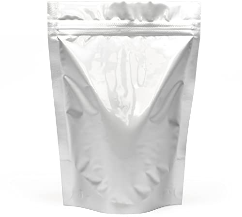 Evergreen Goods 50 aluminiumfolie matförvaringsförpackningspåsar (130 x 180 mm, finns i 5 storlekar) | återanvändbara påsar, värmeförseglbara, stativbara, väskor med dragkedja med rivhack | te