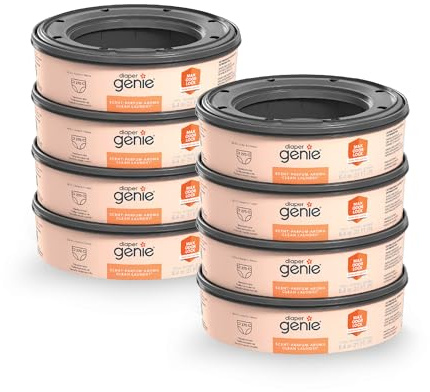 Diaper Genie Bags Refills 270 (Pack of 8) Clean Laundry Scent | Diaper Pail Refills with Max Odor Lock | Holds up to 2160 Newborn Diapers