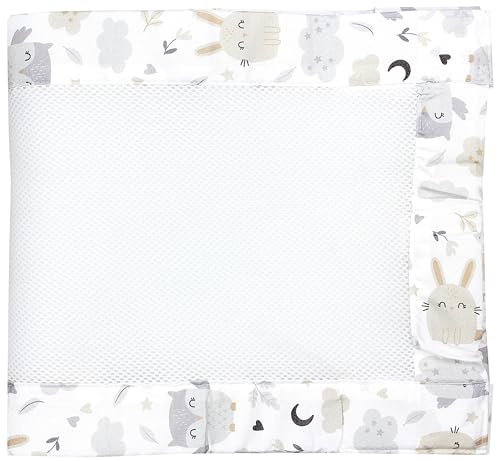 TupTam Barreaux Protection Filet Tour de Lit Bébé Mesh 3D Pack de 2 pièces, Lapin/Chouette, env. 128 x 30 cm (pour lit d'enfant 140x70)