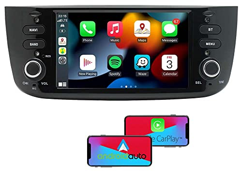 GOFORJUMP 7 Pollici Double DIN Carplay Android Auto Car Stereo Radio Compatibile con Fiat Punto Supporto Bluetooth/Mirror Link/Navigazione GPS/SWC