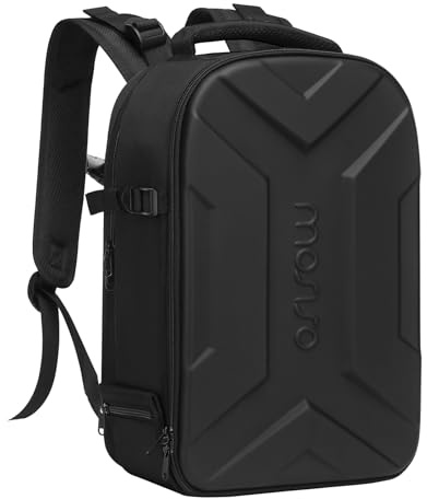 MOSISO kameraryggsäck, DSLR/SLR/spegelfri kameraväska vattentät konstnärlig geometrisk hårt skal fodral med stativhållare och 15-16 tum laptopfack för Canon/Nikon/Sony, svart