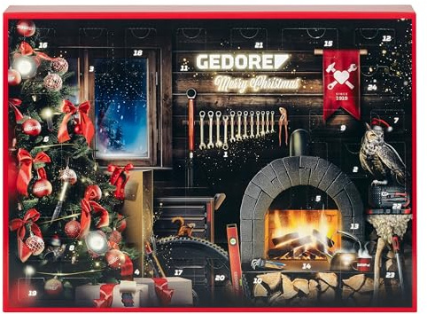GEDORE Red R49013033 Calendario dell'Avvento 2024, 33 pezzi, calendario dell'Avvento da uomo, regalo per uomini, calendario dell'Avvento con attrezzi 2024