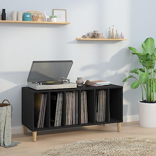 ShGaxin Mobile per dischi in legno compensato nero 100 x 38 x 48 cm, scaffale CD, mobile per giradischi, mobile per vinile, mobile per giradischi - 831974