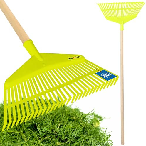 KOTARBAU® Râteau éventail 23 x 42,5 cm|Ramasse-feuilles|Rateau A Feuille vert clair|Rateau Feuilles Jardin|Balai A Gazon|Rateau A Gazon|Balai A Feuilles|Râteau à Feuilles|Balai à Gazon sans tige
