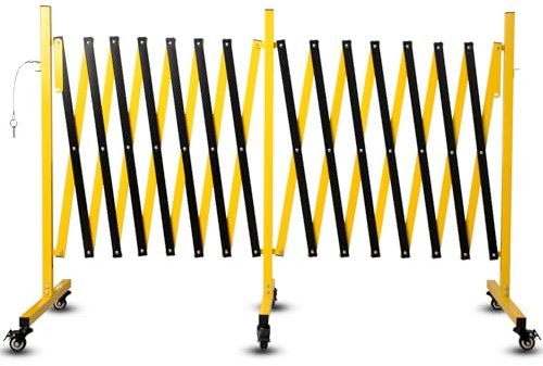 Industrielle Scherengitter Ausziehbar Outdoor 5.18m, Gelbes Und Schwarzes Absperrkette, Mobiles Absperrketten, Absperrung Ausziehbar Mit Rollen (5.18m)