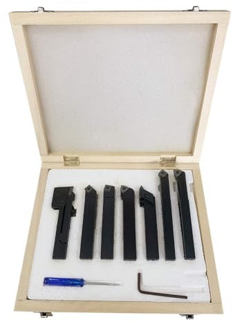 DAISHUJIE Set Drehmeißel 16mm 7-TLG. Wendeplatten-Drehwerkzeuge-Set aus Hartmetall, Drehwerkzeug-Set