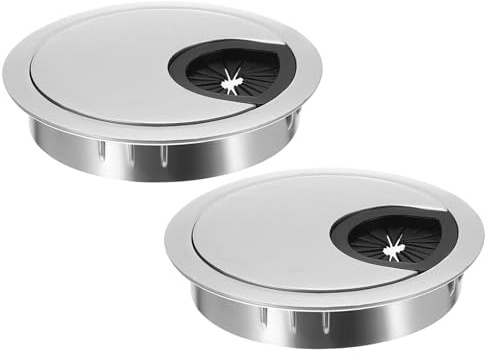 PATIKIL Cable Hole Cover, 2pcs 2.36inch/60mm Desk Wire Cord Cable Grommets Hole Cover for Office PC Desk Cable Organizer, Silver