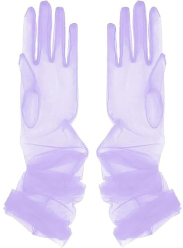 AMateschitz Guanti lunghi da donna in tulle, guanti in rete, guanti in tulle mesh, guanti trasparenti per feste e opera, guanti da sposa trasparenti in tulle, guanti in rete, guanti in tulle