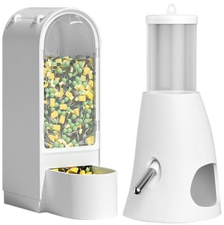 Bevitore per Criceti | Set Dispenser per Cibo e Acqua | Ciotola Doppia Grande Capacità Per Cibo E Acqua Adatta A Criceti Nani, Conigli, Ricci E Piccoli Animali