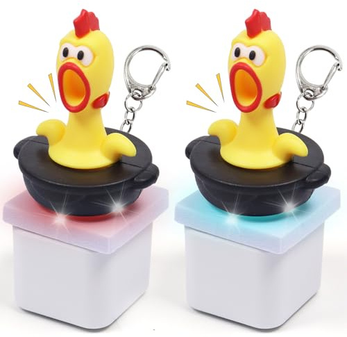 Tangentbord, fidget-leksaker, 2 stycken LED-anti-stressleksak, nyckelring, fidgetleksak, skrikande kycklingnyckelring med ljus och ljud, fidgetleksak för vuxna