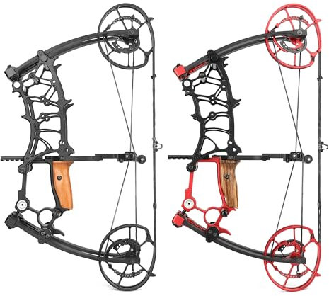 FQH Bogenschießen Compound-Bogen Pfeile und Kugeln Dual Purpose 45-70lb Tension Adjustable Jagdbogen kurzen Radstand 18 Zoll IBO 380FPS für Outdoor-Jagd Zielschießen (Rot)