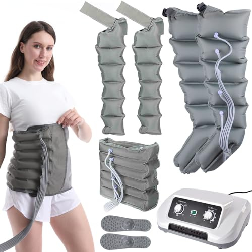 Electric Air Compression Boots Recovery System | Lymfatisk Dräneringsbenmassager, Sekventiell Kompression För Cirkulation Armben Midja Wraps Foot Ankles Calf Massage Machine Relax, 6 Cavity
