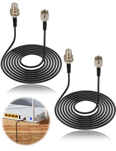 2 cables de extensión RP-SMA de 3 m, adaptador RP-SMA macho a hembra con cable coaxial RG58 de baja pérdida, compatible con router, WiFi, GPS, FPV SDR LTE