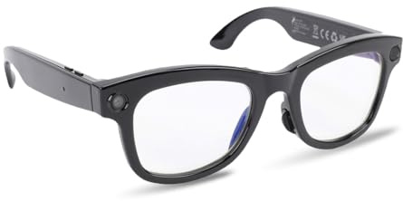 YUEHISY Lunettes Intelligentes AI avec Appareil Photo 5MP et Haut-parleur Ouvert, Lecture de Musique Bluetooth/Appels Clairs, Batterie 4H, Unisexe pour Office Outdoor (Lumière anti-bleue)