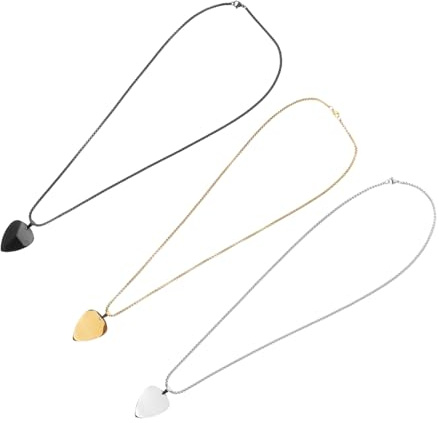 Supvox 3stücke Edelstahl-gitarrenplektrum-halskette Für Männer Gitarrenplektrum-anhänger Aus Poliertem Stahl Musik-anhänger-halskette Charm Gitarre-halskette Zum Tragen Für Täglichen Gebr