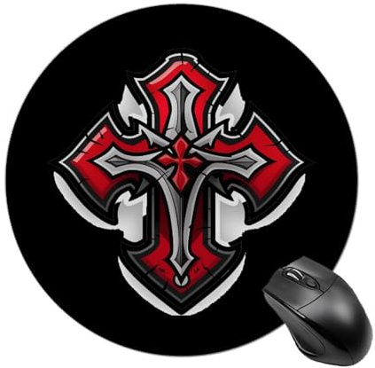 Tappetino per mouse rotondo con logo del cavaliere templare, antiscivolo, per casa e ufficio